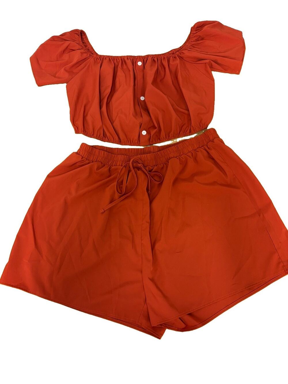 Women’s 2 Piece Orange Blouse And Shorts Size 3XL Made In China Finjani